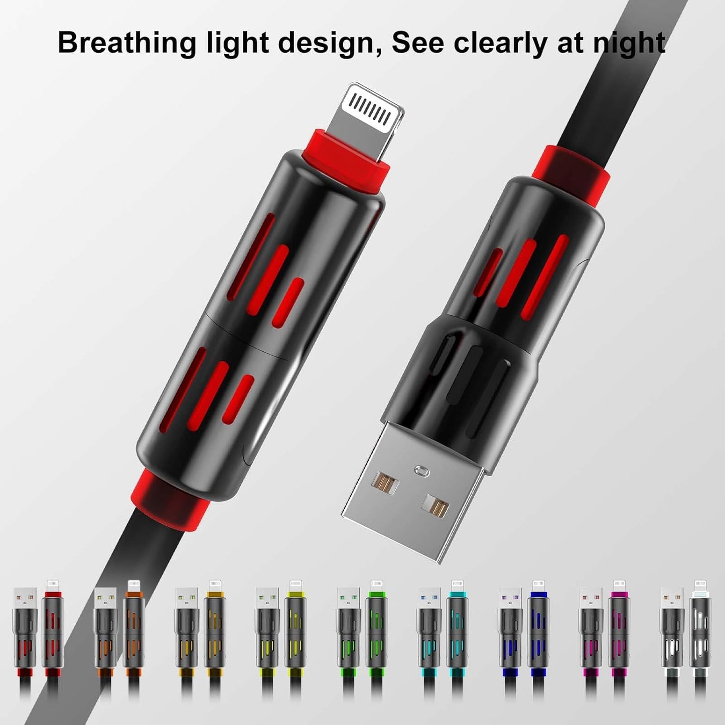 4-In-1 USB C Cable 6Ft,240W Max Multi Chubby Fast Charging Cord,Usb A/C to C/Lightning Cable with Light for Iphone 16 15 14 Pro/Macbook/Ipad/Samsung Galaxy S25/S24/Laptop